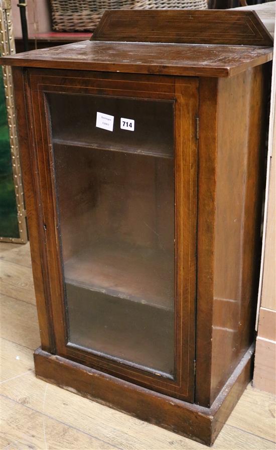 A Victorian inlaid walnut music cabinet W.52cm